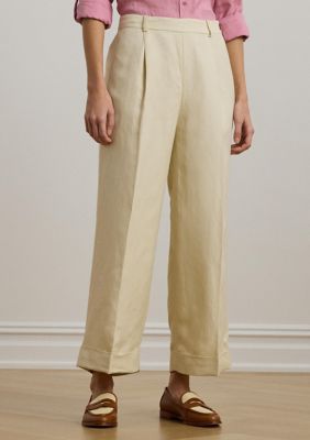 Lauren Ralph Lauren Women's Linen Blend Twill Wide Leg Pants