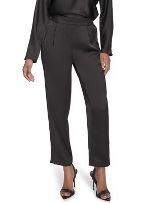 Halston Women's Satin Ribbed Trim Pants