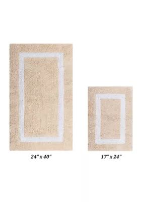 Better Trends Hotel Collection Ultra Soft, Plush and Absorbent Tufted Bath Mat Rug 100% Cotton, White, 2 Piece Set