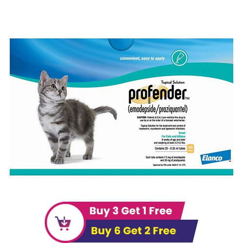 Profender Small Cats & Kittens (0.35 Ml) 2.2-5.5 Lbs 6 Doses + 2 Free