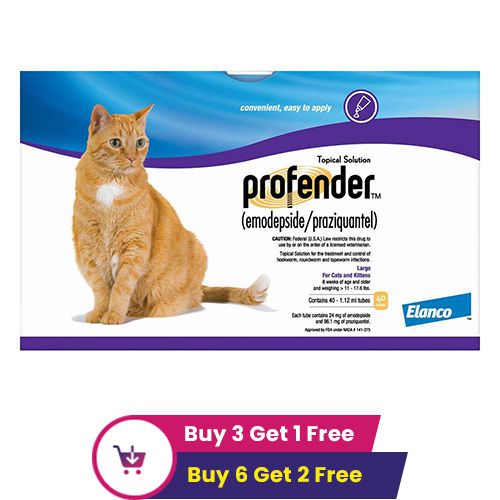 Profender Large Cats (1.12 Ml) 11-17.6 Lbs 6 Doses + 2 Free