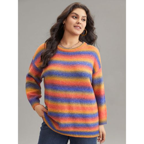 Plus Size Supersoft Essentials Colour Heather Contrast Pullover Multicolor Women Casual Loose Long Sleeve Round Neck Dailywear Pullovers BloomChic 14-
