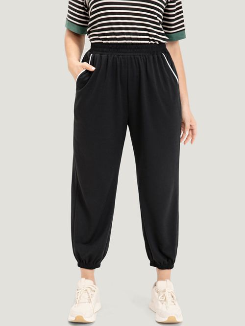 Contrast Trim Slant Pocket Pants