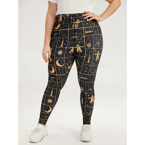 Plus Size Halloween Graphic Skinny Elastic Waist Leggings Women Black Casual High stretch Skinny High Rise Festival-Halloween Leggings BloomChic 10/M
