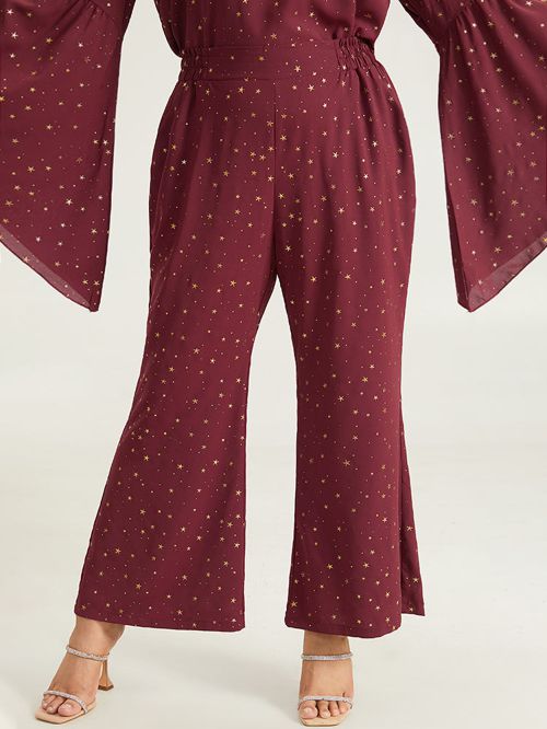 Halloween Star Glitter Flare Leg Elastic Waist Pants