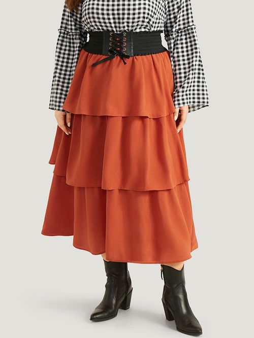 Halloween Layered Flutter Hem Woven Skirt