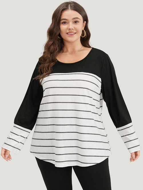 Striped Contrast Patchwork T-shirt