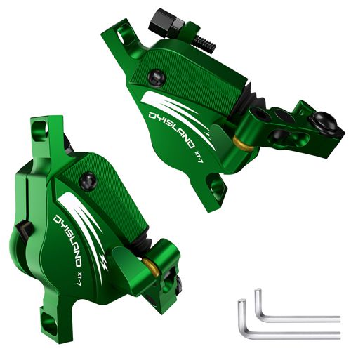 DYISLAND XT-7 Hydraulic Disc Brakes Calipers Cable Actuated Front & Rear Brake for MTB / Road Bike / Electric Bike - Green