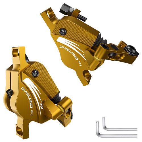 DYISLAND XT-7 Hydraulic Disc Brakes Calipers Cable Actuated Front & Rear Brake for MTB / Road Bike / Electric Bike - Yellow