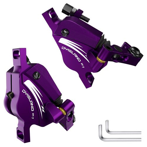DYISLAND XT-7 Hydraulic Disc Brakes Calipers Cable Actuated Front & Rear Brake for MTB / Road Bike / Electric Bike - Purple