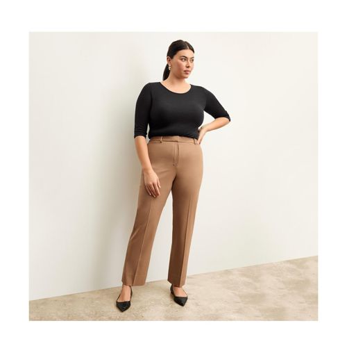 M.m.LaFleur Women's Smith Straight Trouser - Washable Wool Twill - Camel