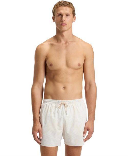 Boss by Hugo Boss Men's All-Over Print Logo-Badge Swim Shorts - Natural