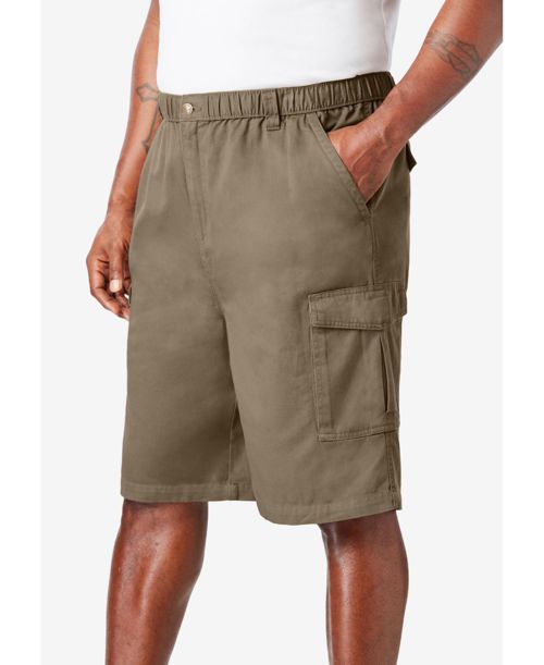 Boulder Creek Big & Tall by KingSize Renegade 9" Full Elastic Waist Cargo Shorts - Dark khaki