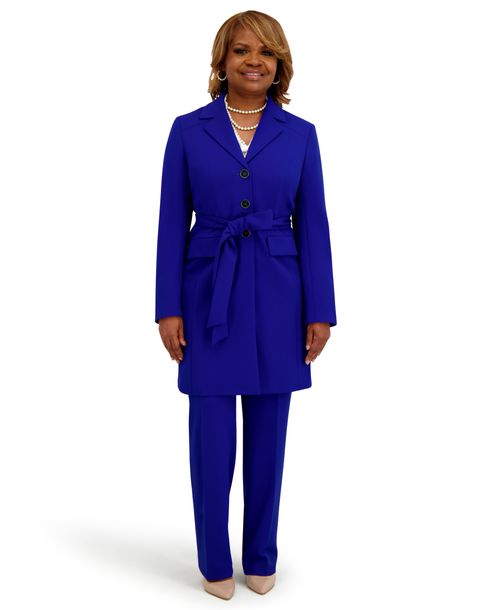 Kasper Women's Three Button Patch Pocket Trench Coat - Royal