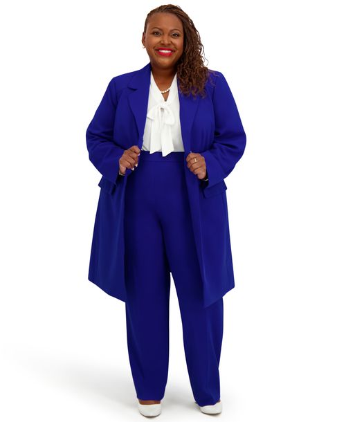 Kasper Women's Three Button Patch Pocket Trench Coat - Royal