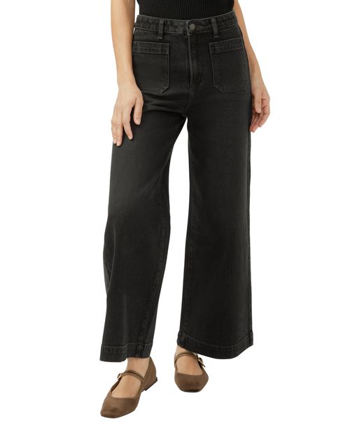 Silver Jeans Co. Women's High Rise Vintage Ankle Wide Leg Jeans - Ebony