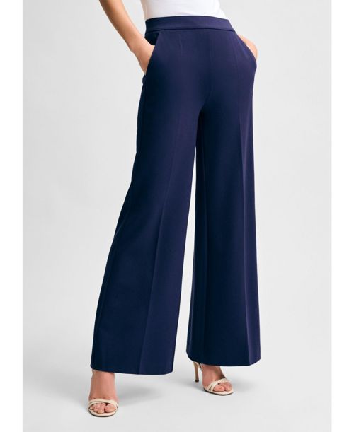 Isaac Mizrahi Women's Ponte Wide Leg Pant - Navy