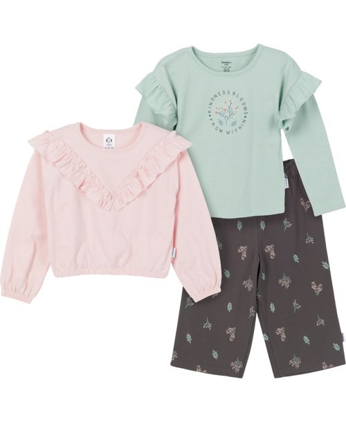 Gerber Toddler Girls Tops and Pant, 3-piece Set - Kindness blooms