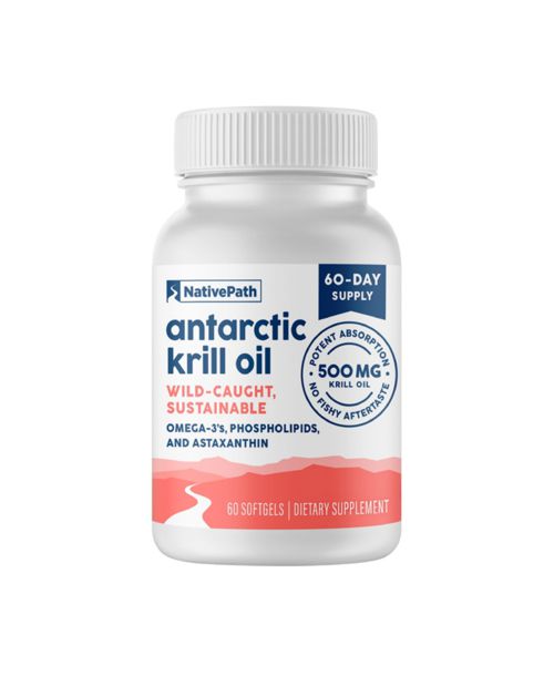NativePath Antarctic Krill Oil - Wild-Caught Omega 3 Krill Oil 500mg Softgels with Epa, Dha and Astaxanthin - 60 ct - White