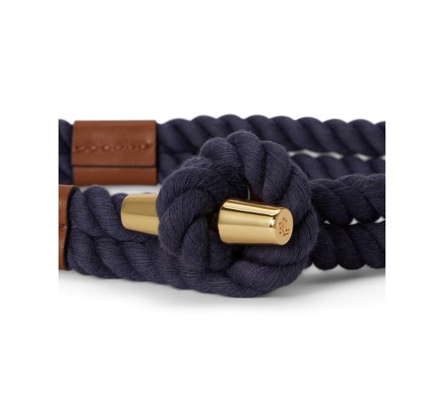 Lauren Ralph Lauren Women's Leather Trim Rope Toggle Skinny Belt - Refined Navy