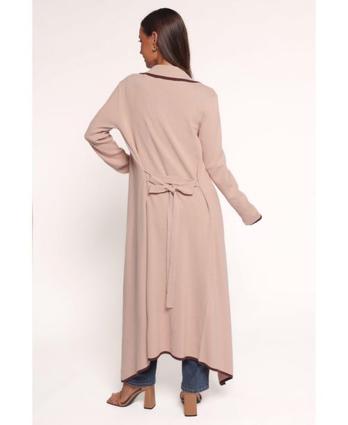 Petal and Pup Women's Vallis Contrast Trim Long Cardigan - Beige