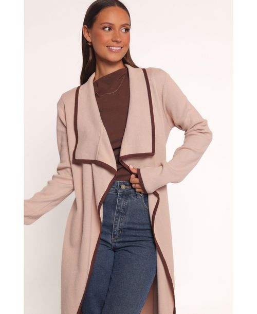 Petal and Pup Women's Vallis Contrast Trim Long Cardigan - Beige