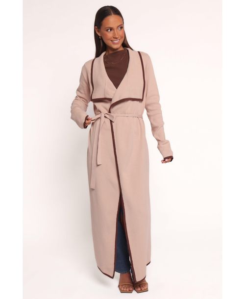 Petal and Pup Women's Vallis Contrast Trim Long Cardigan - Beige