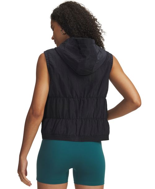 Under Armour Women's Rival Woven Sleeveless Ruched Vest - Black/White