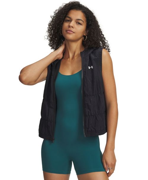 Under Armour Women's Rival Woven Sleeveless Ruched Vest - Black/White