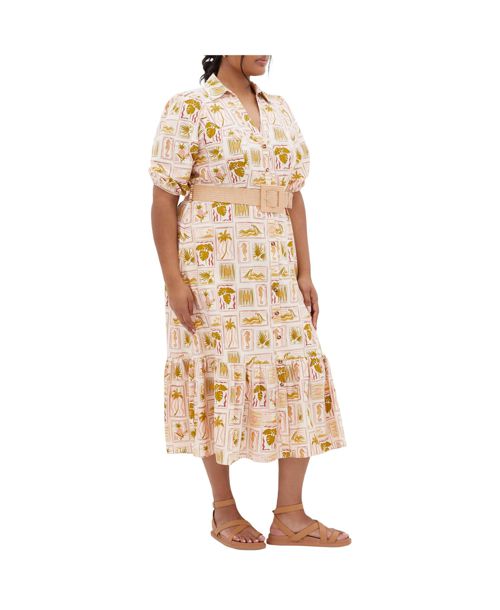 City Chic Plus Size Anna Tropics Dress - Cool tropics