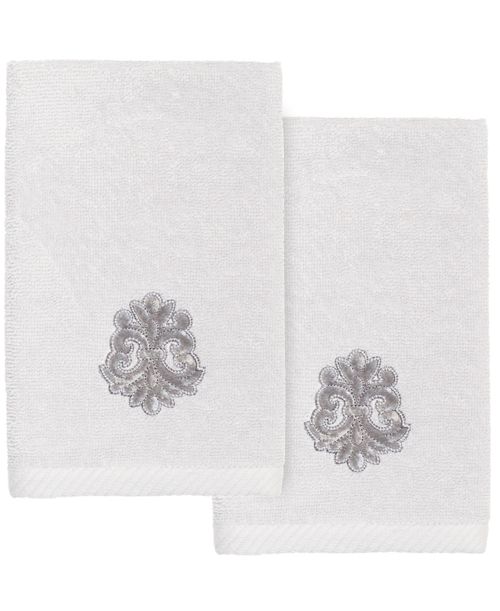 Linum Home Turkish Cotton May Embellished 2-Pc. Fingertip Towel Set - Silver
