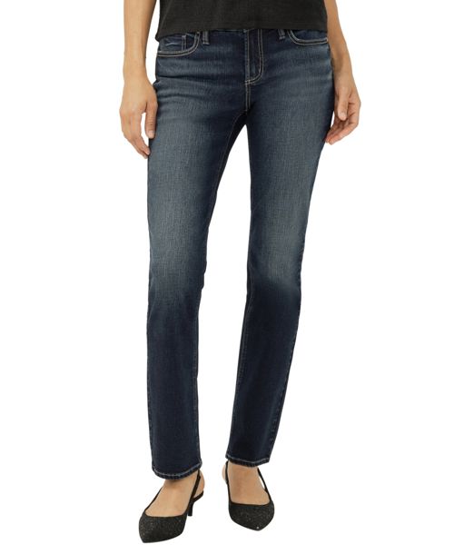 Silver Jeans Co. Women's Elyse Mid Rise Comfort Fit Straight Jeans - Rosemead