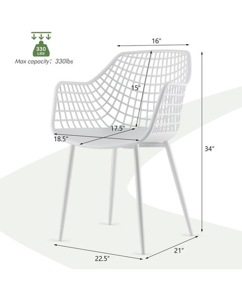 Set of 4 Heavy Duty Modern Dining Chair with Airy Hollow Backrest - White