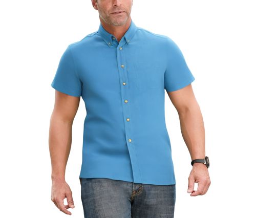 KingSize Big & Tall Short Sleeve Wrinkle-Free Sport Shirt - Atlantic blue