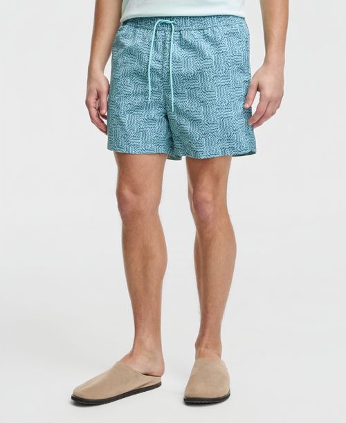 Mode of One Men's Zigzag Geo 5" Swim Trunks, Macy's Exclusive - Shore Glass Tea