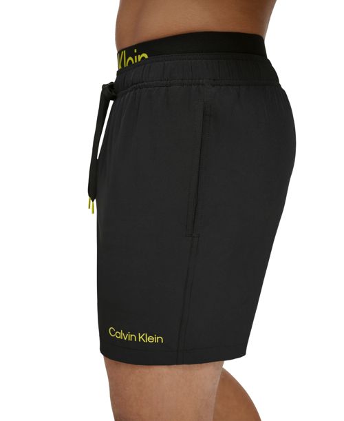 Calvin Klein Men's Logo Elastic Waist Modern Euro 5" Volley Swim Trunks - Black
