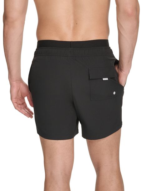 Calvin Klein Men's Logo Elastic Waist Modern Euro 5" Volley Swim Trunks - Black
