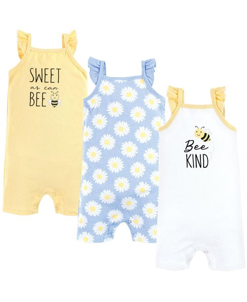 Hudson Baby Baby Girls Hudson Cotton Rompers - Bee kind