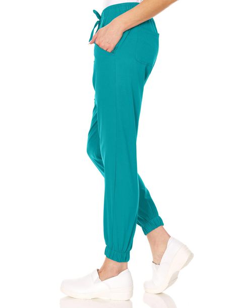 Medichic Plus Size Leah 5-Pocket Stretch Cargo Jogger Scrub Pants Yellow 3X Large - Teal