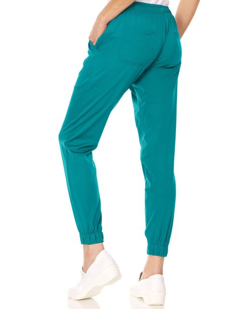 Medichic Plus Size Leah 5-Pocket Stretch Cargo Jogger Scrub Pants Yellow 3X Large - Teal