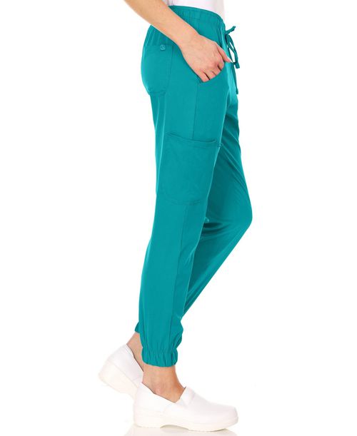 Medichic Plus Size Leah 5-Pocket Stretch Cargo Jogger Scrub Pants Yellow 3X Large - Teal