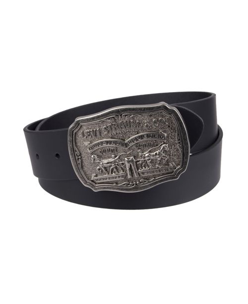 Levi's Leather Men's Belt with Plaque Buckle - Black
