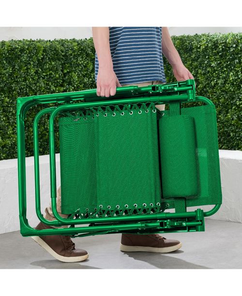 Best Choice Products Monochromatic Zero Gravity Chair, Folding Patio Recliner w/Side Tray, Headrest - Basil