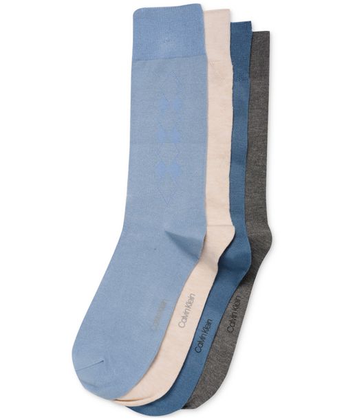 Calvin Klein Men's 4-Pk. Crew Dress Socks - Blue Multi