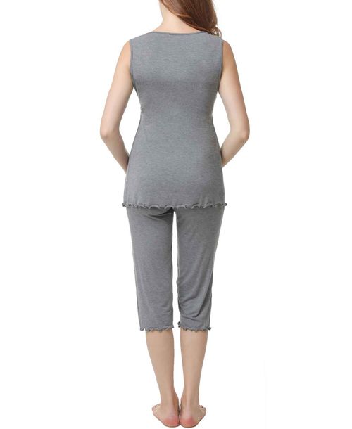 kimi + kai Maternity kimi + kai Nursing 2-Piece Pajama Set - Gray