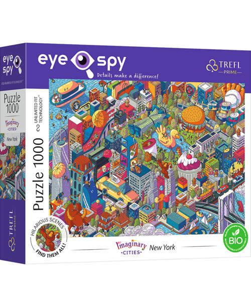 Trefl Prime Eye Spy 1000 Piece Puzzle - Imaginary Cities: New York - Multi-color