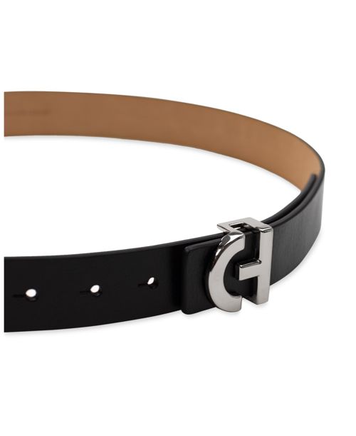 Cole Haan Women's Signature Ch Plaque Buckle Belt - Black