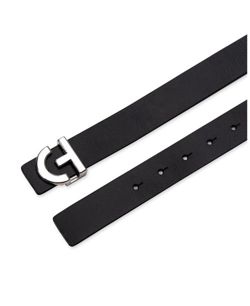 Cole Haan Women's Signature Ch Plaque Buckle Belt - Black