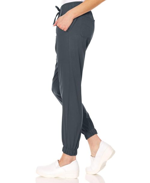 Medichic Plus Size Leah 5-Pocket Stretch Cargo Jogger Scrub Pants Yellow 3X Large - Pewter