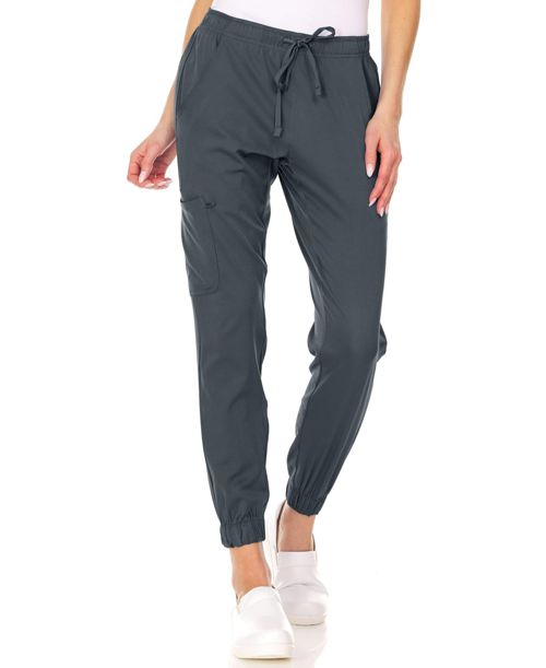 Medichic Plus Size Leah 5-Pocket Stretch Cargo Jogger Scrub Pants Yellow 3X Large - Pewter